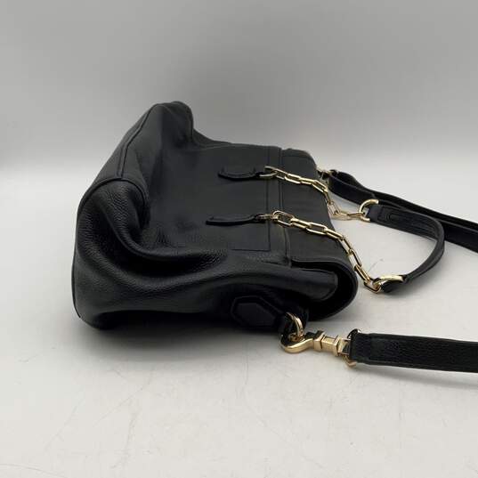 Tory Burch Womens Black Leather Adjustable Strap Flap Crossbody Handbag image number 5
