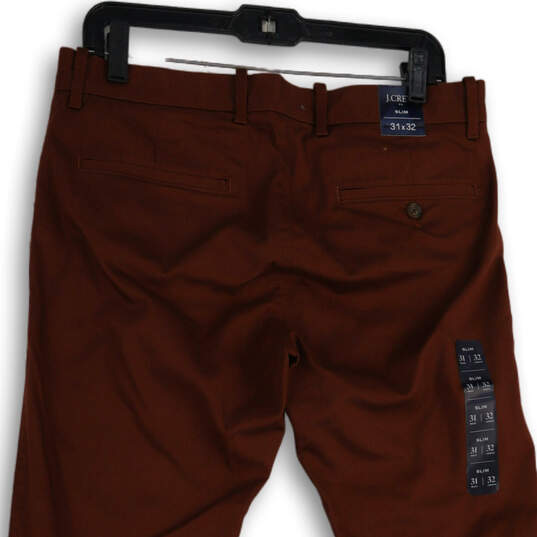 NWT Mens Red Brown Flat Front Slash Pockets Skinny Leg Chino Pants Sz 31X32 image number 4