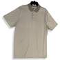 Mens Gray Striped Short Sleeve Collared Side Slit Golf Polo Shirt Size XL image number 1