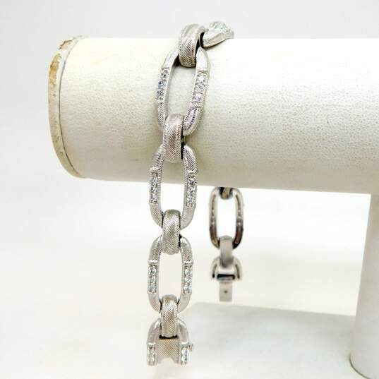 925 Sterling Silver Judith Ripka CZ Accent Chain Bracelet 37.5g image number 2