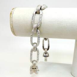 925 Sterling Silver Judith Ripka CZ Accent Chain Bracelet 37.5g alternative image