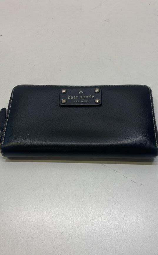 Kate Spade Black Leather Travel Zip Around Envelope Card Wallet image number 1