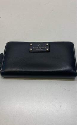 Kate Spade Black Leather Travel Zip Around Envelope Card Wallet
