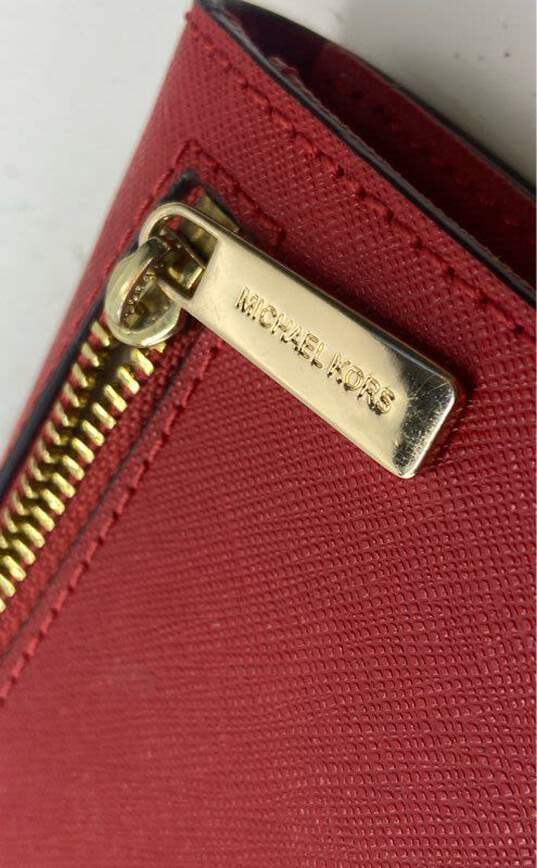 Michael Kors Saffiano Leather Trifold Wallet Red image number 4
