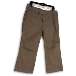 Womens Beige Flat Front Pockets Straight Leg Vision Fit Capri Pants Size 12