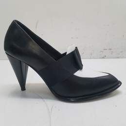 & Other Stories Leather Bow Heels Black White 7.5