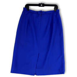 Womens Blue Flat Front Back Zip Knee Length Straight & Pencil Skirt Size 14 alternative image