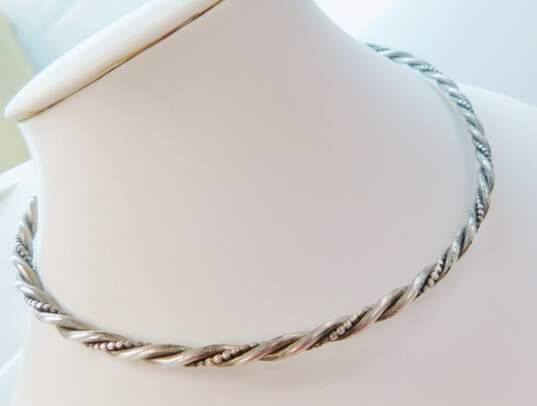 VNTG 925 Sterling Silver Rope Twist Collar Necklace image number 2