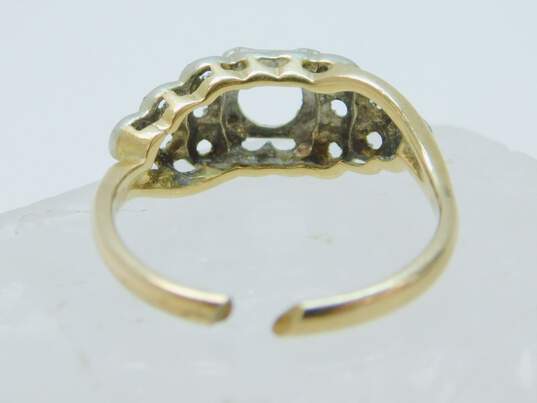 10K White & Yellow Gold Ring Setting For Repair 2.1g image number 4