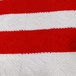Handcrafted Red & White Knitted Crochet Blanket - 69 X 40 Inches alternative image