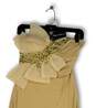 NWT Womens Yellow Beaded Pleated Stretch Strapless Mini Dress Size Small image number 3
