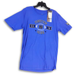 NWT Mens Blue Notre Dame College Short Sleeve Activewear T-Shirt Size Large