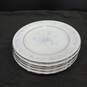 Bundle of 5 Noritake Contemporary Fine China Carolyn Floral White, Blue, And Silver Salad Plates image number 1