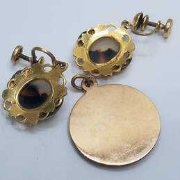 Gold Filled Moss Agate Earrings & Pendant Bundle 2 pcs 12.8g