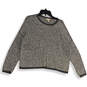 Womens Gray Waffle Knit Round Neck Long Sleeve Pullover Sweater Size S image number 1