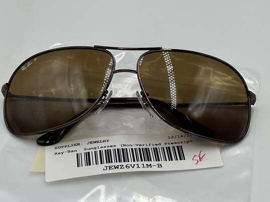Buy the Mens Polished Brown Frame Polarised Sun Protective Aviator  Sunglasses