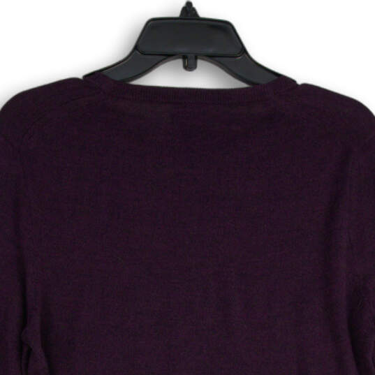 NWT Womens Purple Knitted Long Sleeve Round Neck Pullover Sweater Size S image number 4