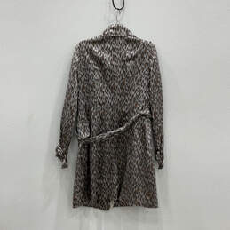 Womens Gray Animal Print Long Sleeve BeltedButton Front Trench Coat Size 8 alternative image