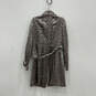 Womens Gray Animal Print Long Sleeve BeltedButton Front Trench Coat Size 8 image number 2