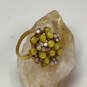 Designer J. Crew Gold-Tone Yellow White Stones Fashionable Band Ring image number 1