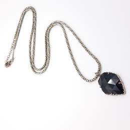 Silver Tone Faceted Glass Pendant Long Chain Kendra Scott Necklace 31in alternative image