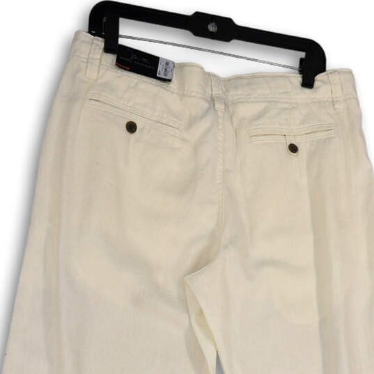 Mens White Flat Front Pockets Drawstring Straight Leg Chino Pants Sz 34x30 image number 4