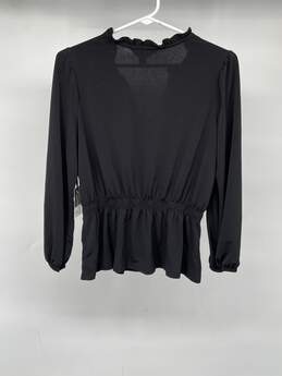 Womens Black Ruched Waist Long Sleeve Blouse Top Size XS T-0545542-E alternative image