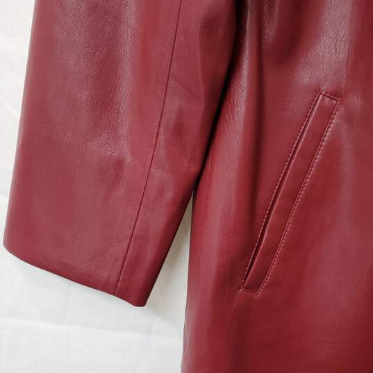 NWT Chico's Women's Faux Leather Mid Length Open Front Jacket in Red Size 1 image number 3
