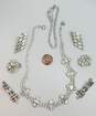 Vintage Icy Rhinestone Silver Tone Necklace, Bracelet & Clip On Earrings 67.8g image number 7