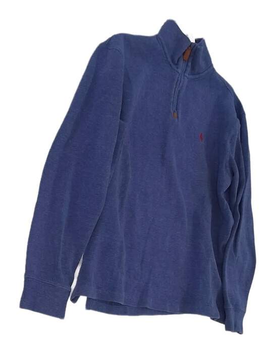 Ralph Lauren Mens Blue Long Sleeve Mock Neck Zip Pullover Sweatshirt Size M image number 1