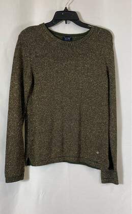 Armani Jeans Womens Green Metallic Gold Long Sleeve Pullover Sweater Size M