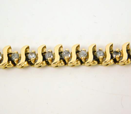 14K Yellow Gold 1.41 CTTW Diamond Tennis Bracelet 11.0g image number 6