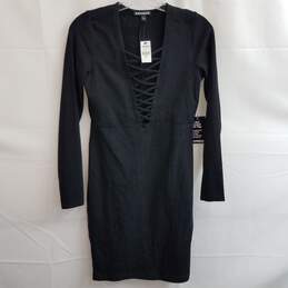 EXPRESS Crisscross Plunge Neckline Dress Black Size S