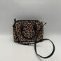 Womens Black Leather Leopard Print Zipper Double Handle Crossbody Bag Purse image number 2