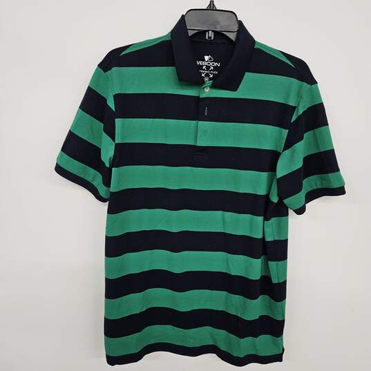 Green and Blue Striped Polo Shirt image number 1