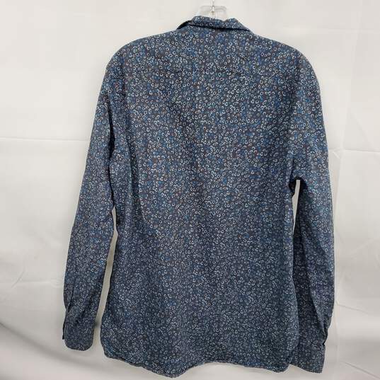 Burberry Brit Men's Blue Flower Print Button Up Long Sleeve Shirt Size L w/COA image number 3