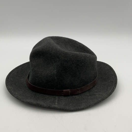 Mens Gray A199-001 Wool Leather Band Fashionable Fedora Hat One Size image number 3