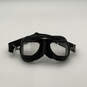 Mens Baron Style Black Leather Clear Lens Antifog Motorcycle Goggles image number 1