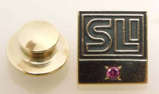 10K Yellow Gold SLI Faceted Ruby Accent Service Pin 1.9g image number 3