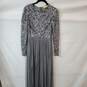 Maya Deluxe Gray Sequin Tulle Gown Dress in Size 6 image number 1
