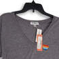 NWT Womens Gray Short Sleeve V-Neck Pullover T-Shirt Size Large image number 3