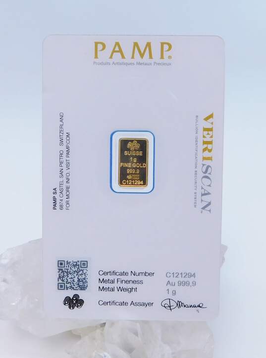 PAMP 999 Fine Gold 1 Gram Suisse Certificate 7.3g image number 2