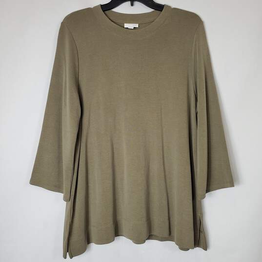 J Jill Women Olive Long Sleeve Top L NWT image number 1