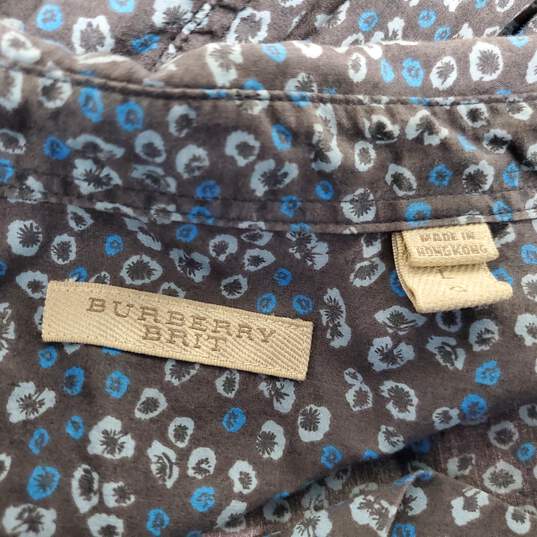 Burberry Brit Men's Blue Flower Print Button Up Long Sleeve Shirt Size L w/COA image number 4