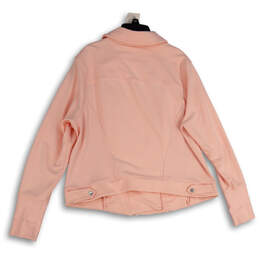 Womens Pink Long Sleeve Pockets Asymmetric Zip Motorcycle Jacket Size 18W alternative image