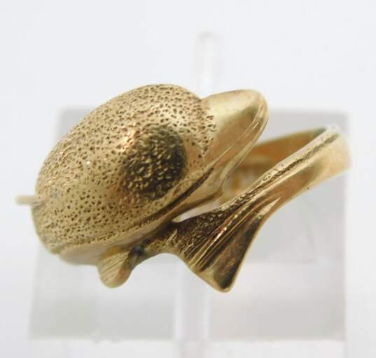 14K Gold Sandblasted Textured Dolphin Band Ring 2.8g image number 1