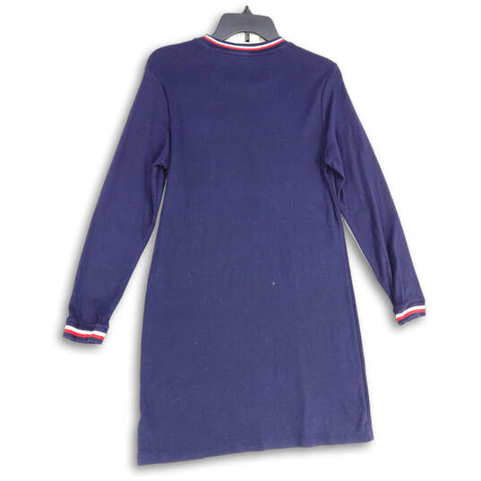 Womens Blue Long Sleeve Round Neck Pullover Sweater Dress Size Medium image number 2