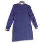 Womens Blue Long Sleeve Round Neck Pullover Sweater Dress Size Medium image number 2