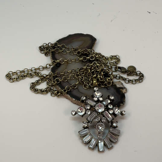 Designer J. Crew Gold-Tone Crystal Cut Stone Classic Pendant Necklace image number 1
