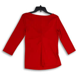 Womens Red Long Sleeve V-Neck Twisted Front Pullover Blouse Top Size Small alternative image